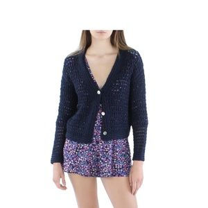 Vince crochet cotton cardigan navy